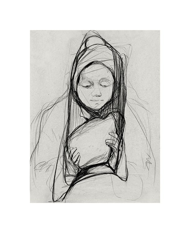 "86. Мамо, як пахне хліб?, 2022 / Mom, what does bread smell like?, 2022 папір, вугілля / paper, charcoal 60 x 42 см."